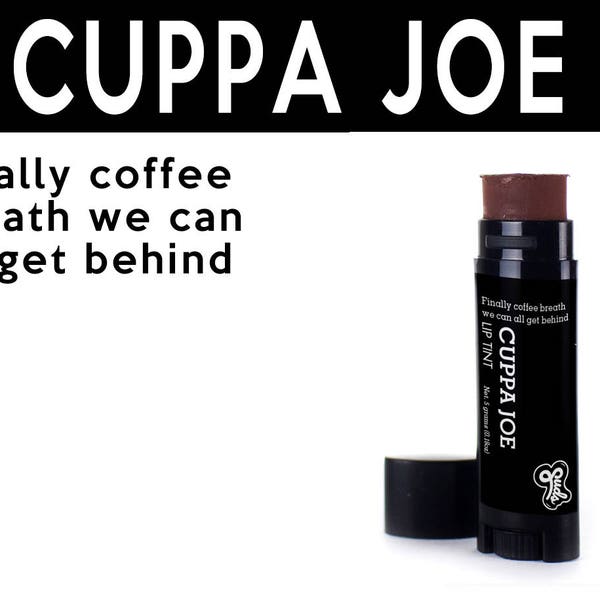 Cuppa Joe Lip Tint. Fair Trade Organic Vegan Cruelty-Free Cosmetics. 5% of Proceeds Proudly Go To Grassroots Charities