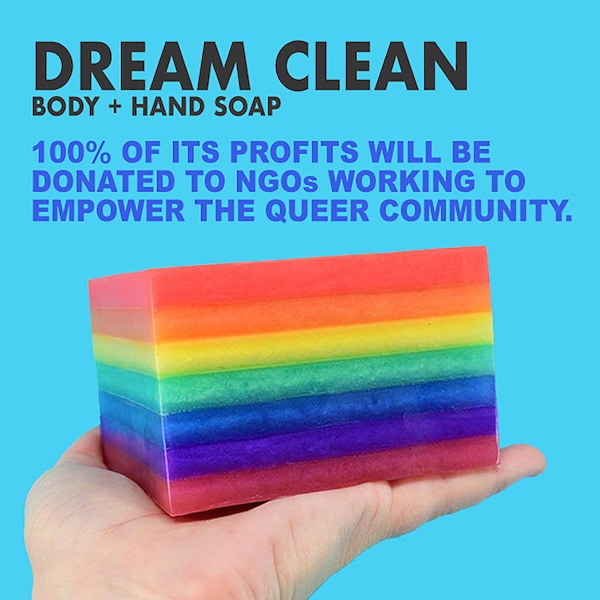 Dream Clean Soap. 100% of Profits Donated to LGBTQIA+ Charities. Organic Vegan Fair Trade + Cruelty-Free.