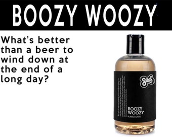 Boozy Woozy Bubble Bath. Fair Trade Organic Vegan Cruelty-Free Cosmetics. 5% of Proceeds Proudly Go To Grassroots Charities