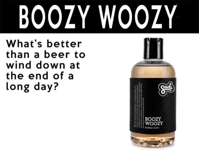 Boozy Woozy Bubble Bath. Fair Trade Organic Vegan Cruelty-Free Cosmetics. 5% of Proceeds Proudly Go To Grassroots Charities image 1