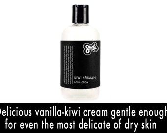 Kiwi Herman Body & Hand Lotion. Fair Trade Organic Vegan Cruelty-Free. 5% of Proceeds Proudly Go To Grassroots Charities