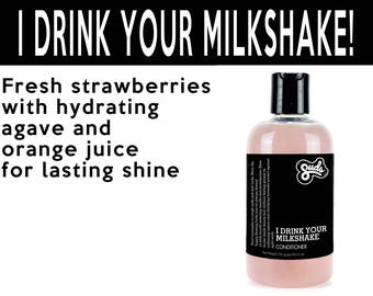 I Drink Your Milkshake Conditioner. Fair Trade Organic Vegan Cruelty-Free Cosmetics. 5% of Proceeds Proudly Go To Grassroots Charities