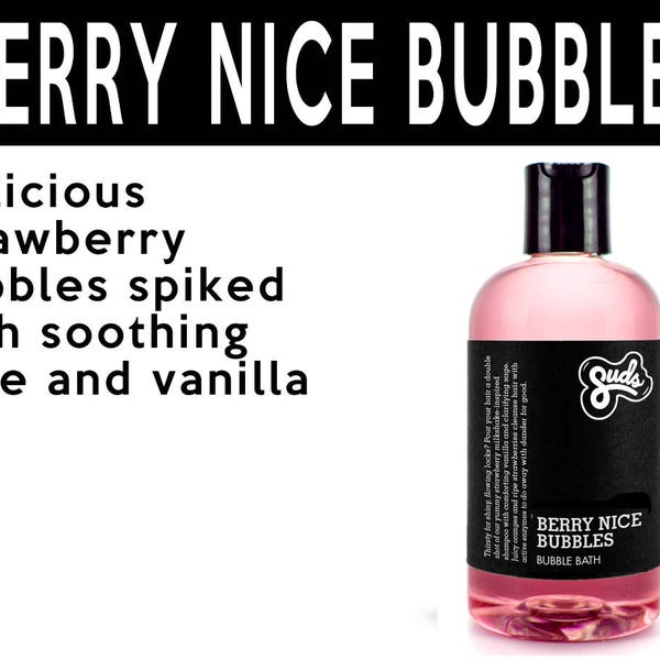 Berry Nice Bubbles Bubble Bath. Fair Trade Organic Vegan Cruelty-Free Cosmetics. 5% of Proceeds Proudly Go To Grassroots Charities