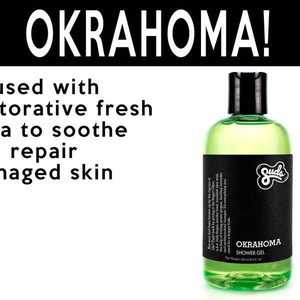 Okrahoma Shower Gel. Fair Trade Organic Vegan Cruelty-Free Cosmetics. 5% of Proceeds Proudly Go To Grassroots Charities