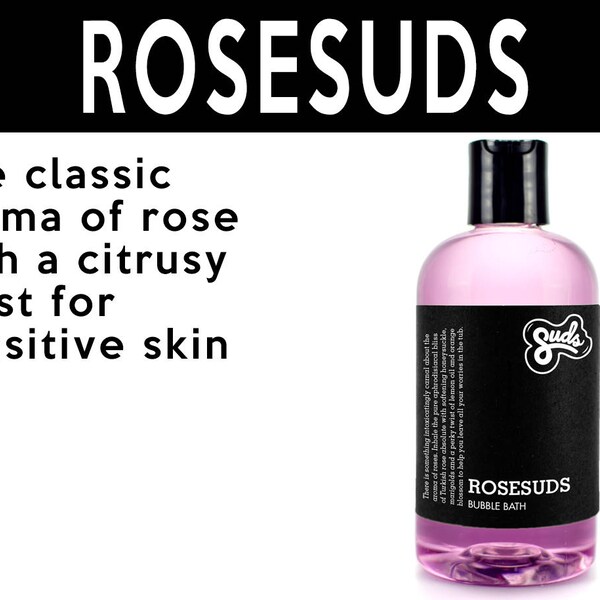 Rosesuds Bubble Bath. Fair Trade Organic Vegan Cruelty-Free Cosmetics. 5% of Proceeds Proudly Go To Grassroots Charities