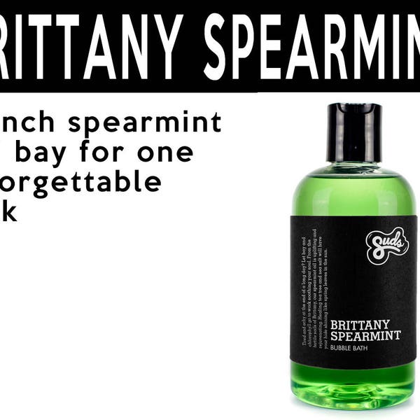 Brittany Spearmint Bubble Bath. Fair Trade Organic Vegan Cruelty-Free Cosmetics. 5% of Proceeds Proudly Go To Grassroots Charities
