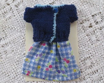 Fashion Doll's hand knitted sweater and hand sewn skirt - Fashion doll size
