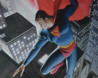 Signed Alex Ross Artist Proof 5/35 SUPERMAN:TWENTIETH CENTURY lithograph print Metropolis Man Of Steel Clark Kent Savior of Cities 20th Sexy