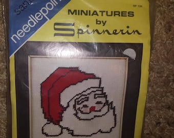 Vintage SANTA Spinnerin Kit Miniatures Frame Stitchery Needle Sewing Craft Creative Home diy Wall Decor Complete Cross Stitch Needlepoint