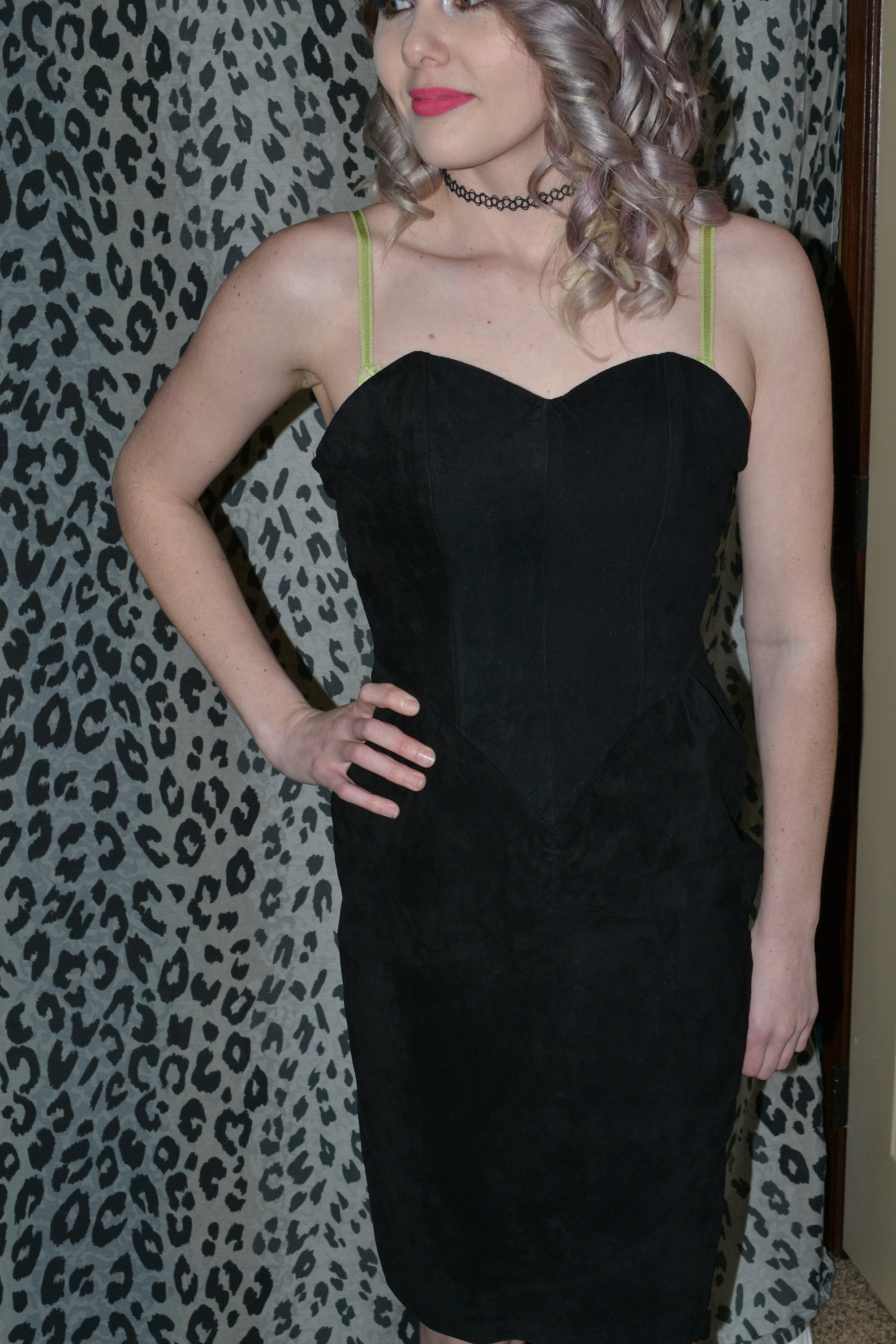 black suede mini dress