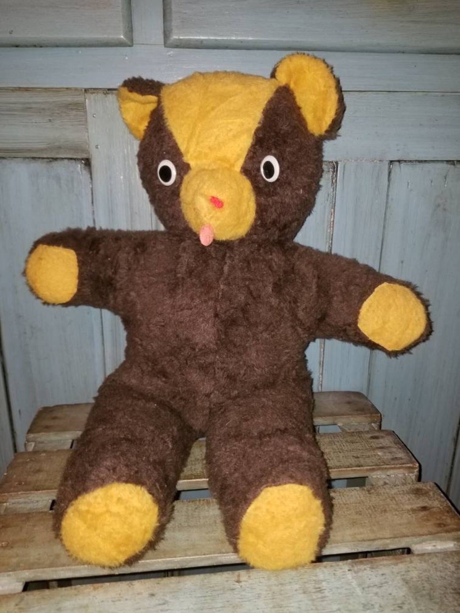 Vintage Stuffed Teddy Bear Googly Eyes Cute Collectible Etsy