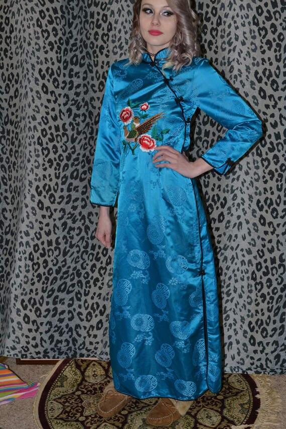 turquoise embroidered dress
