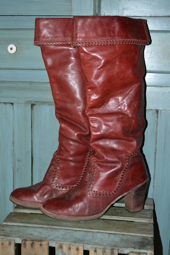 RARE 80's Zodiac 12 Leather Cowboy Cowgirl Knee Hi