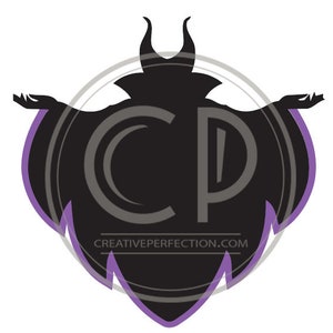 May include: Silhouette of a black evil fairy with purple accents and horns. The fairy is in a pose with arms outstretched. The image has the text "CREATIVEPERFECTION.COM" at the bottom.