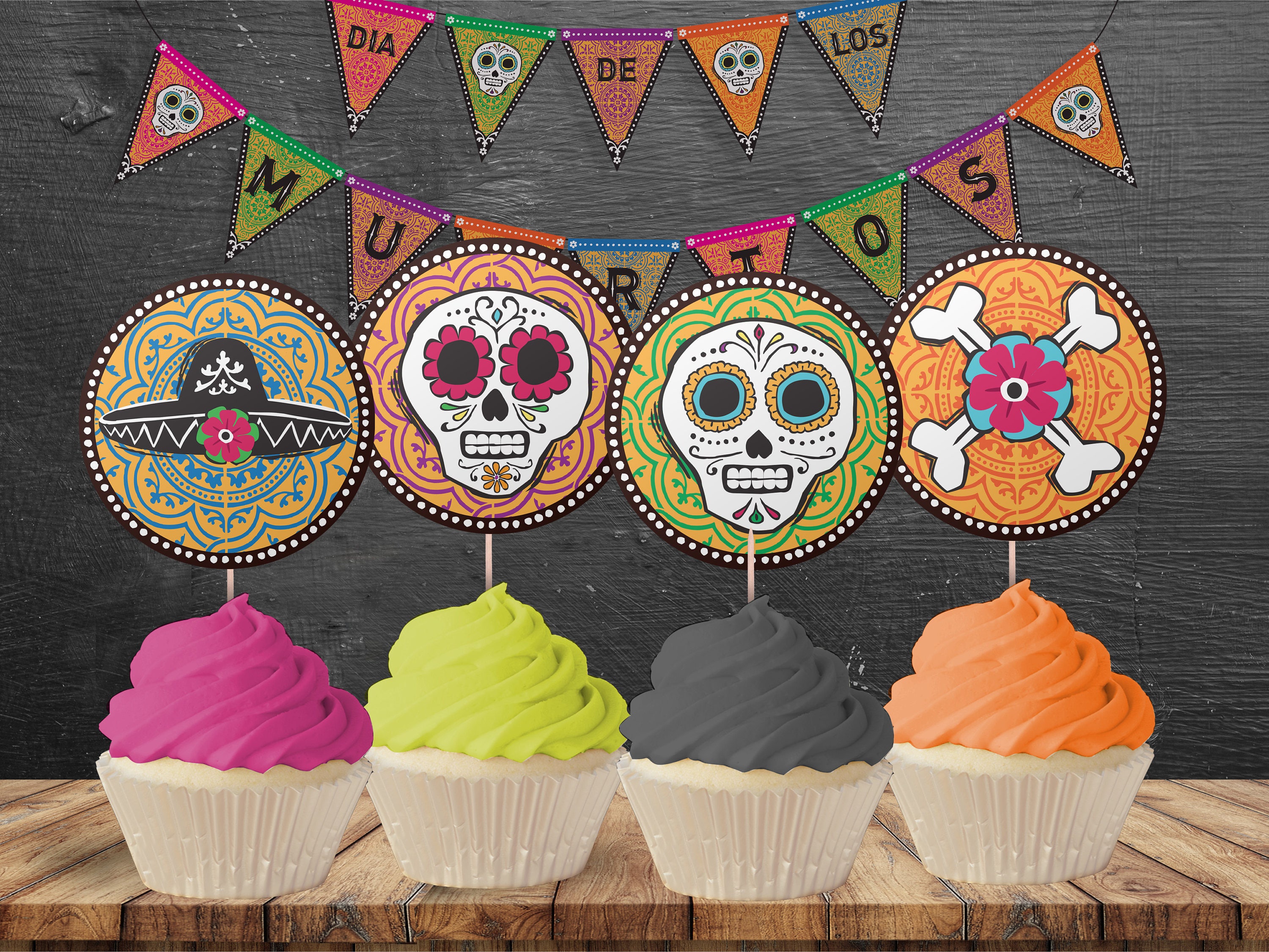WaaHome 24pcs Day of the Dead Dia De Los Muertos Sugar Skull Cupcake Toppers Day of the Dead Cupcake Decorations Halloween Party Supplies Party Favors WaaHome 24pcs Day of the Dead Dia De Los Muertos Sugar Skull Cupcake Toppers Day of the Dead Cupcake Decorations Halloween Party Supplies Party Favors