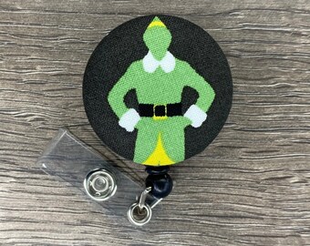 Retractable Badge Holder - Fabric Covered Button - Buddy the Elf