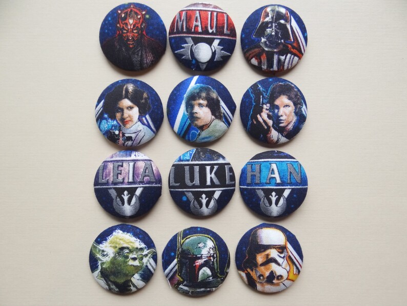 Retractable Badge Holder Fabric Covered Button Star Wars Etsy