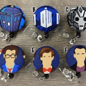 Retractable Badge Holder Doctor Who Daleks Fabric Covered Button