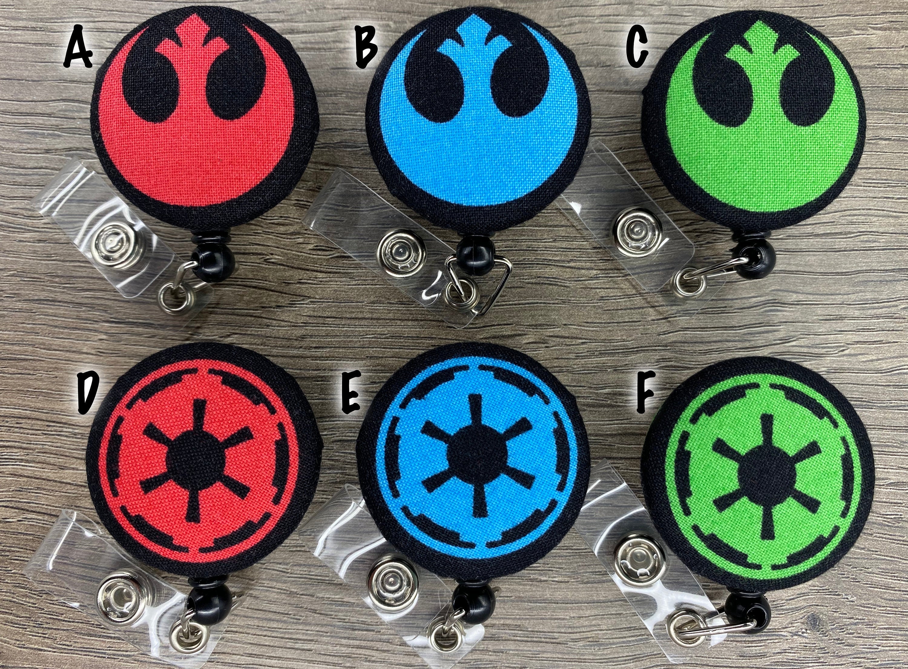 Retractable Badge Reel Fabric Covered Button Choose a Side star Wars 