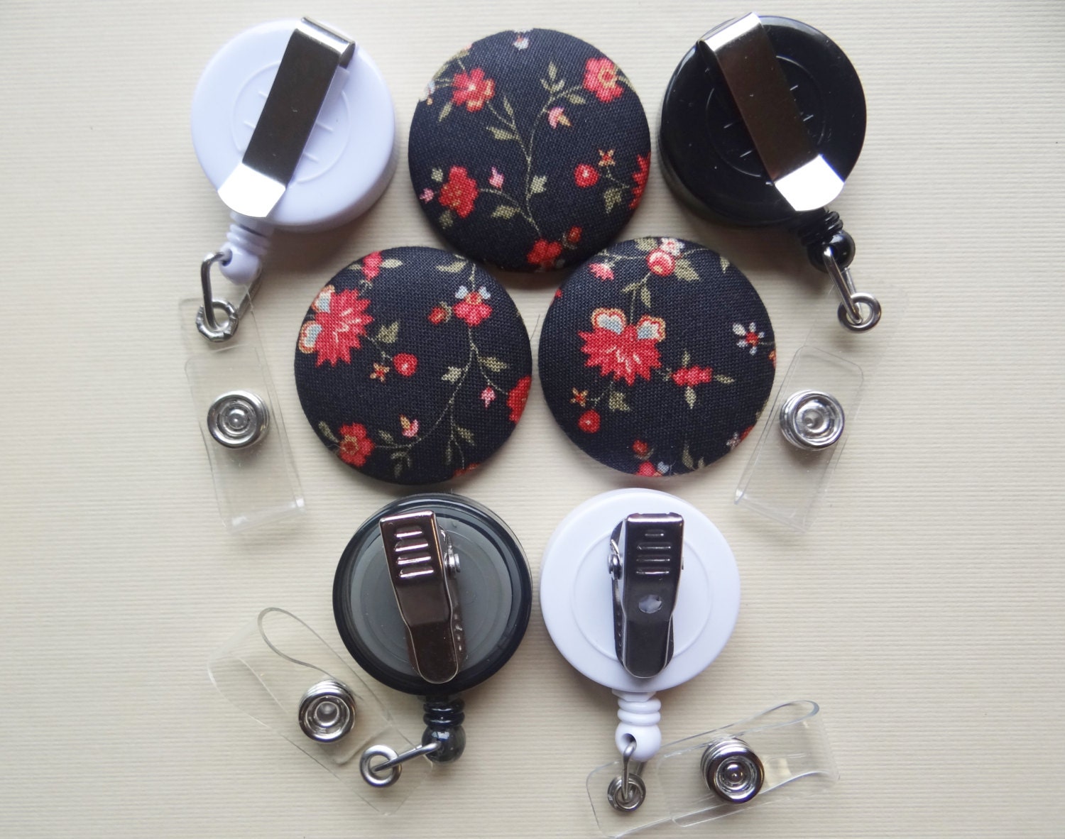Retractable Badge Holder Fabric Covered Button Your Moms Etsy