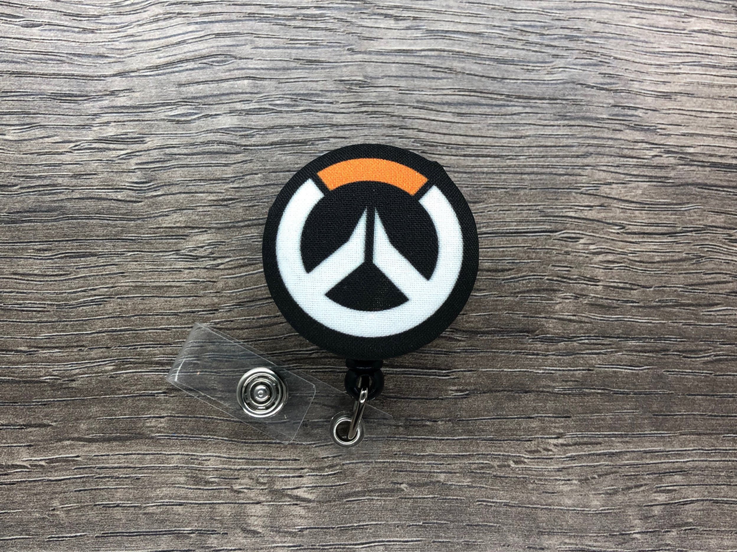 Retractable Badge Holder Fabric Covered Button Overwatch 