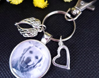 Dog photo keyring, Pet memorial Charm, Dog memory gift, Pet sympathy gift, Pet memory, Photo Charm
