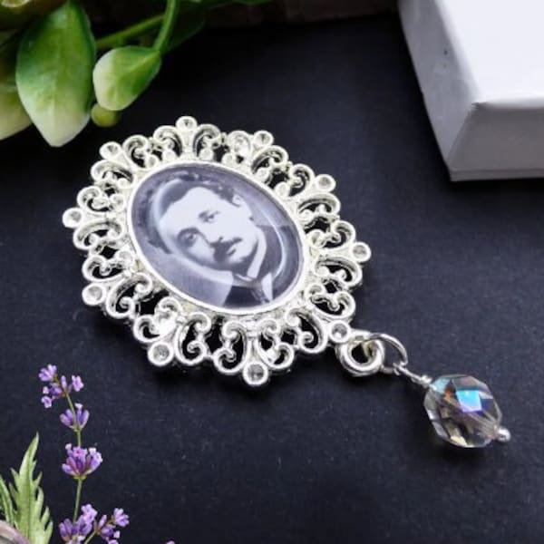 Memorial Photo Brooch Pin with your own photo, Remembrance Brooch, Photo Pin, Photo Broach, Bereavement gift