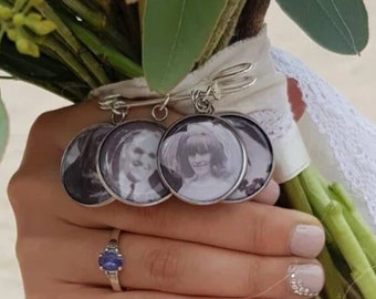 Boutonniere pin THIN Photo Charm personalised with your 25MM photo , Groom Photo Tie Pin, Groomsmen, Memorial Charm for Groom, Lapel pin