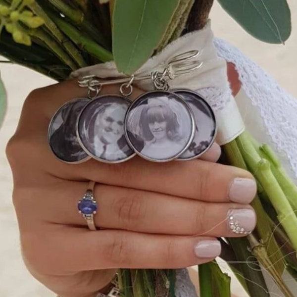 Boutonniere pin THIN Photo Charm personalised with your 25MM photo , Groom Photo Tie Pin, Groomsmen, Memorial Charm for Groom, Lapel pin