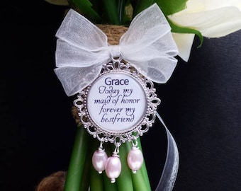 Bridesmaids bouquet charm,  Personalised bridesmaid charm, Flower girl keepsake charm, Thank you gifts for bridesmaids, Wedding charm