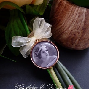 Rose Gold Bridal Bouquet Photo Charm, personalised with your own photo 25mm Photo, Memorial Charm, UK