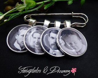 Boutonniere Photo Charm personalized with your 25MM photo - Groom memory photo pin, Grooms Memorial Charm for Groom, Photo Charm for him