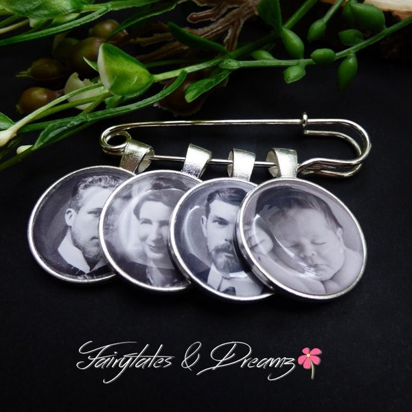 Boutonniere Photo Charm personalized with your 25MM photo - Groom memory photo pin, Grooms Memorial Charm for Groom, Photo Charm for him