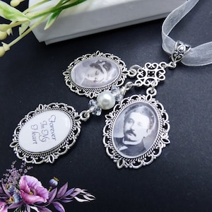 Triple Bouquet Photo Charm personalised with your own photo, Wedding Memorial Bridal Charm, Photo Keepsake Charm