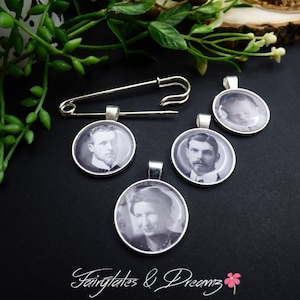 Boutonniere Photo Charm personalized with your 25MM photo Groom memory photo pin, Grooms Memorial Charm for Groom, Photo Charm for him image 5