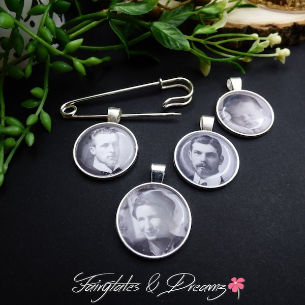 Photo pin Memorial charm for wedding Bride Bouquet photo Charm brooch memorial keepsake gifts