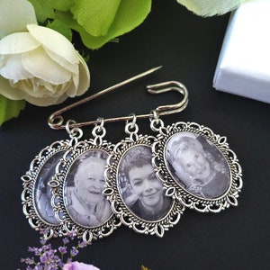 Oval Boutonniere Photo Charm personalized with your photo Groom memory photo pin  Memorial picture charm for Bouquet or lapel