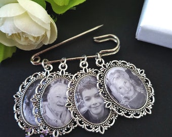 Oval Boutonniere Photo Charm personalized with your photo Groom memory photo pin  Memorial picture charm for Bouquet or lapel