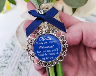 Bridesmaids charm,  personalised memory keepsake gift, Something blue bouquet charms, thank you gift for flower girl, Gifts for bridal party