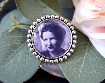 Memorial Photo Charm Brooch, personalised with your 25MM photo, Groom Photo Tie Pin, Groomsmen Gift, Photo Lapel pin