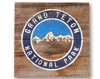 Wyoming Art, Grand Teton National Park, Jackson Hole, Barnwood Sign, Salvaged Wood Art, Rustic Art, National Parks, Barnwood Art, Old Sign