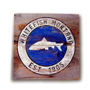 Handmade Whitefish Montana Barnwood Sign: Rustic Cabin Decor