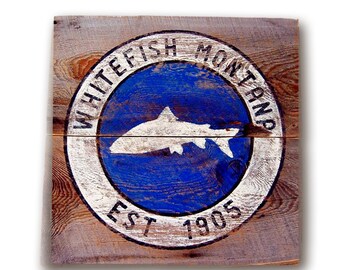 Handmade Whitefish Montana Barnwood Sign: Rustic Cabin Decor