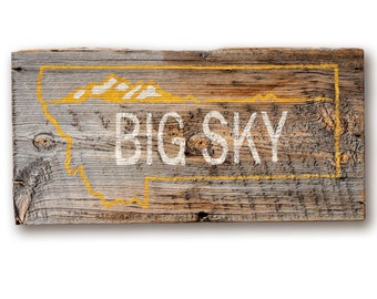 Montana Art, Montana Map, Montana License Plate, Big Sky, Barnwood Sign, Salvaged Wood Art, Montana Rustic Art, Salvage Signs, Old Sign