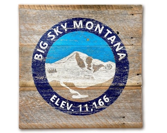 Big Sky Resort, Big Sky Trail Map, Big Sky, Lodge Sign, Vintage Ski Sign, Ski Gift, Ski Art, Rustic Ski Sign, Rustic Art, Lone Peak