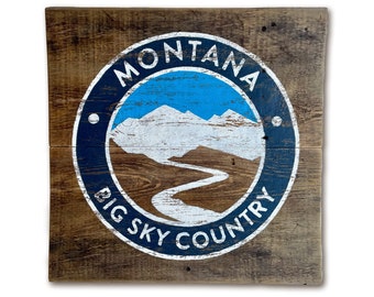 Montana Art, Big Sky Country, Reclaimed Wood Art, Barnwood Sign, Salvaged Wood Art, Montana Rustic Art, Rustic Art, Old Sign
