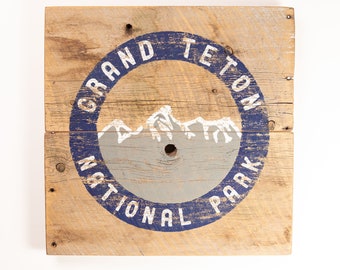Grand Teton Art, Grand Teton National Park, Jackson Hole, Reclaimed Wood Sign, Reclaimed Wood Art, Wyoming Wall Art, National Park Art