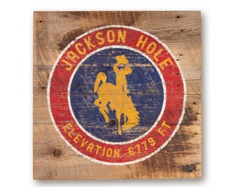 Jackson Hole, Wyoming Art, Cowboy, Jackson Wyoming, Grand Teton National Park, Bucking Horse and Rider, Barnwood Sign, Salvaged Wood Art