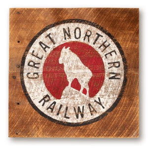 Great Northern Railway Sign, Reclaimed Wood Wall Art, Quality Custom Made Sign, Weathered Barnwood Sign, Personalized Distressed Wood Art