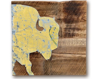 Bison Art, Wildlife Art, Barnwood Sign, Reclaimed Wood, Reclaimed Metal, Montana Art, Barnwood Art, Barnwood Sign, Old Wood Art, Rustic Art